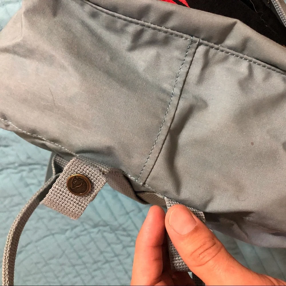 Fjallraven Kanken Backpack in Slate Blue with Red Logo